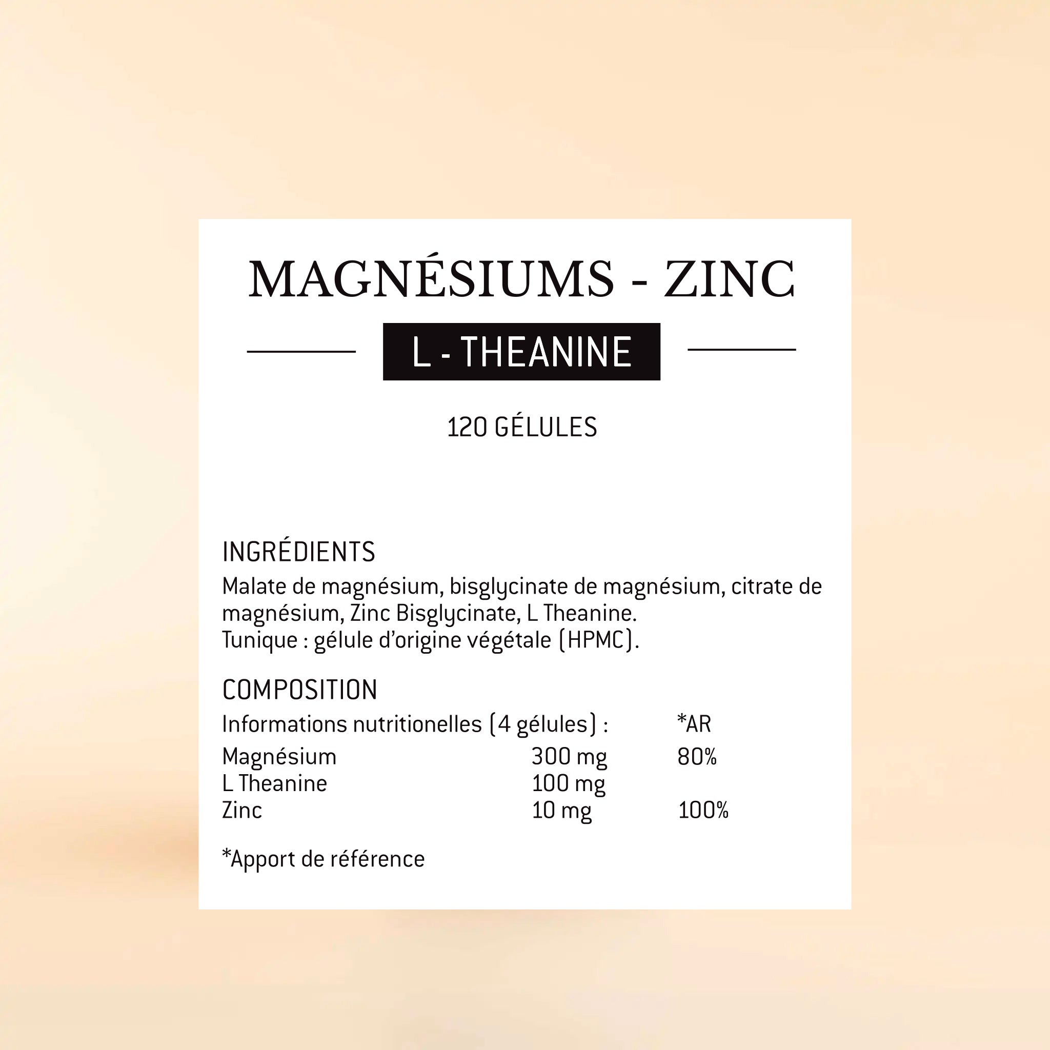 Magnésiums - Zinc - L Théanine - 1 mois