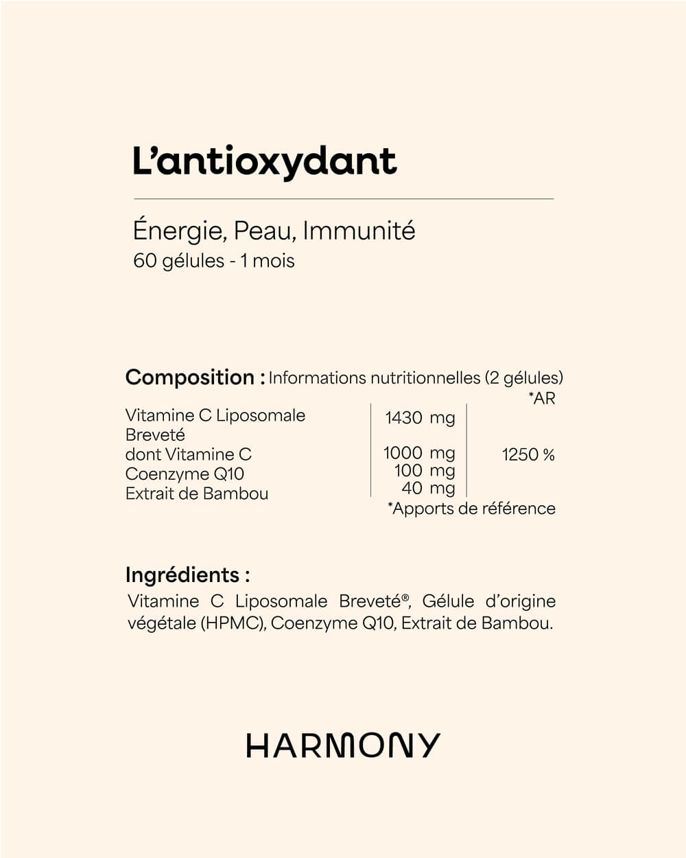 ANTIOXIDANT - Boosts energy, collagen synthesis and fights skin aging