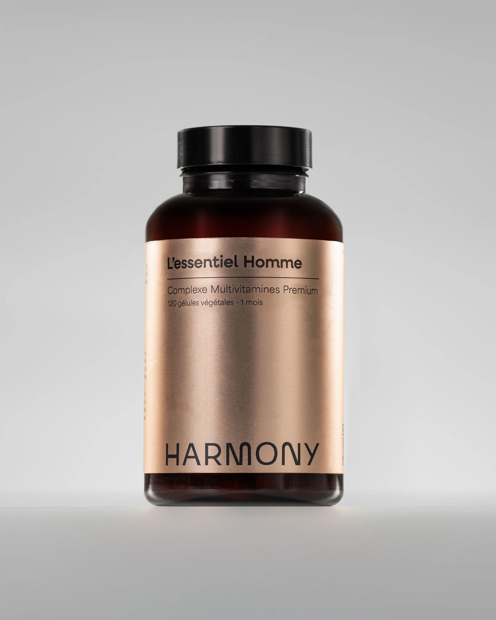 Complément L'Essentiel Homme Harmony pour la performance masculine globale, l'énergie et le soutien hormonal après 40 ans.