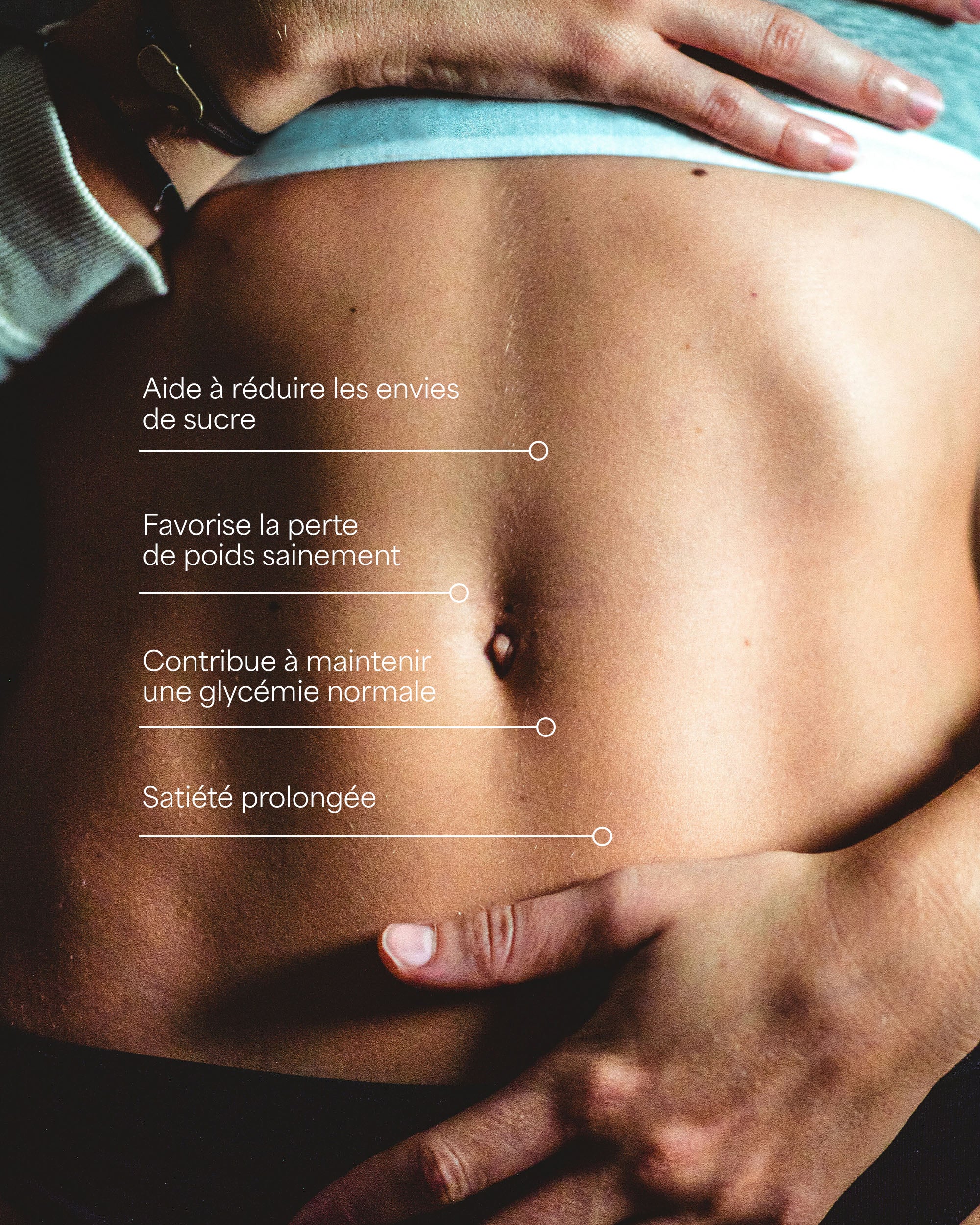 Infographie du complément L'Équilibre montrant la régulation de la glycémie et la réduction des fringales de sucre pour une perte de poids efficace.