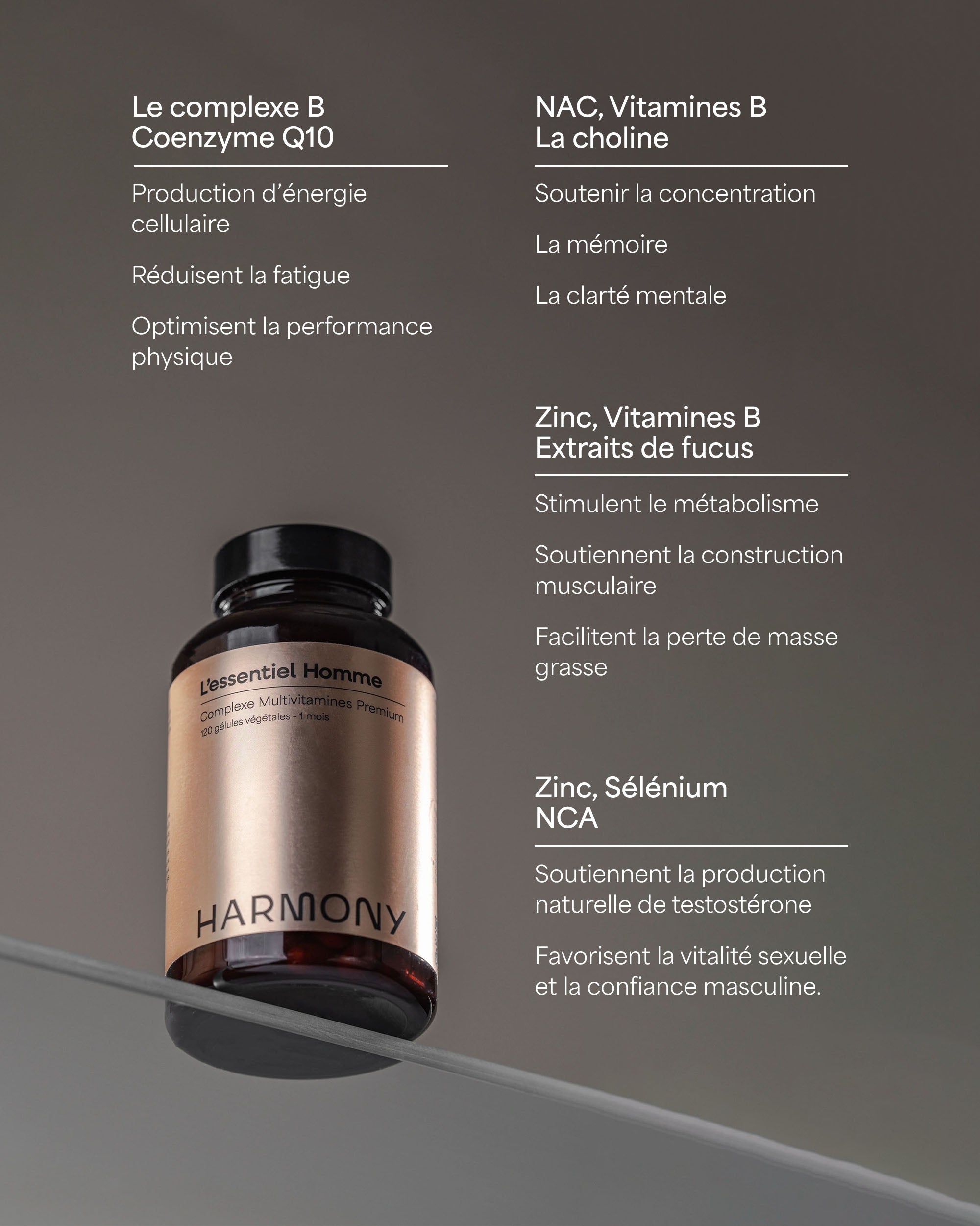 Multivitamines homme spécifique contre la fatigue intense et l'épuisement métabolique pour retrouver une vitalité durable.